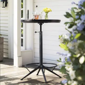 Industrial Round Bar Table-Vintage Small Bistro Table-Farmhouse Cafe Table in Living Room-Breakfast Table for Kitchen Dining Room-Retro Display Stand-30.3-35.5inch Height Adjustable