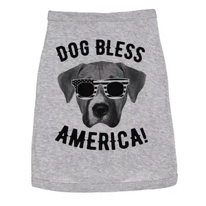 Dog Shirt Dog Bless America Shirt Funny 4th of July Patriotic Clothes for Puppy Patriotic Shirt For Dogs Funny Dog Puppy TShirt Light Grey