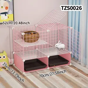 Indoor Home Rabbit Cage, Small Animal House with Tray, Bunny Villa, Pet Habitat, Rabbit Hutch, Comfortably Designed for Rabbits