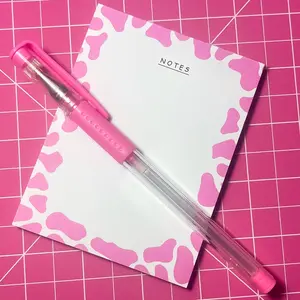 Pink Cow Print Notepad - Kawaii, Cute, Notebook, Memo, Notes, Stationary, Loose Leaf, Retro, Indie