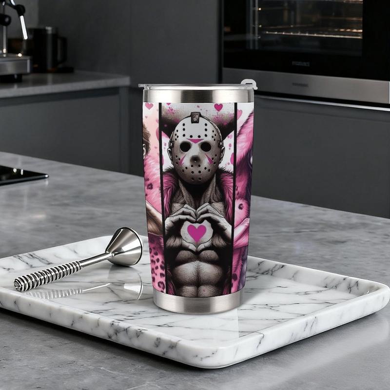 Valentines Day Tumbler, Horror, Scream Tumbler, Glitter Print, 20oz Horror Valentine Tumbler, Pinky Horror Tumbler, Stainless Steel Tumbler Cup with Straw & Lid, Valentine Day Sublimated Tumbler, 40oz Stainless Steel Cup