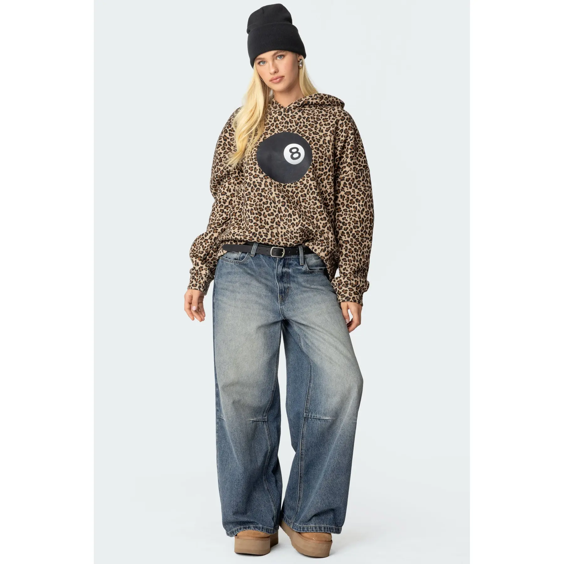 たぬきバーガー♡ポテト付き Leopard Magic 8 Oversized Hoodie - TikTok Shop