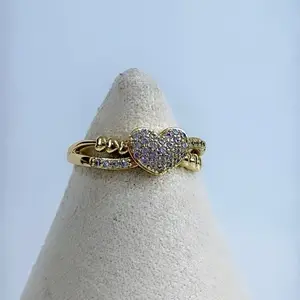 Heart Ring #0119 14k Laminated Gold Hypoallergenic 3 Layers Protection Lovely Design Daily Use Jewelry