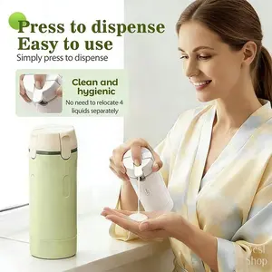 Portable 4-in-1 Toiletries Bottle for Travel Shampoo Lotion Cosmetic Storage Compact Plastic Dispenser Easy Press Leakproof Smooth Flow Container