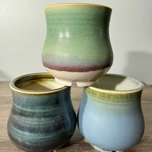 Handmade 3" Glazed Ceramic Plant Pot with Drainage - Unique Colorful Design for Indoor and Outdoors Plants pack of 1