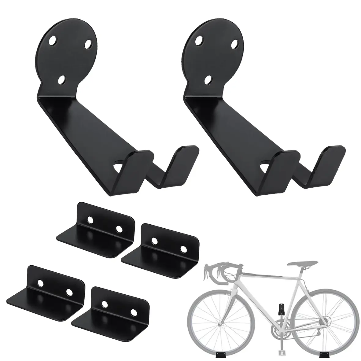 2-Pack Heavy Duty Bike Pedal Hooks, Wall-Mounted Bicycle Parking Rack For Garage, Pedal-Suspension Design, Compatible With Mountain/Road/City Bikes, For Home & Bike Shop Use