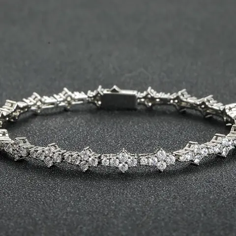 1 pcs Gold & Silver Crystal Tennis Bracelets for Unisex - Hip Hop Cubic Zirconia Bracelet, Sparkling Elegant Jewelry, Classic Commemorative Gift for Birthday, Anniversary, Special Occasions, Exquisite Trendy Bracelet, Tennis Chain Bracelet