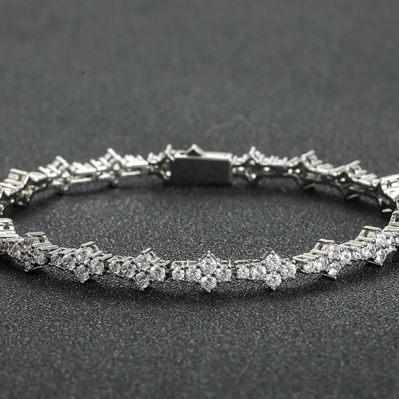 1 pcs Gold & Silver Crystal Tennis Bracelets for Unisex - Hip Hop Cubic Zirconia Bracelet, Sparkling Elegant Jewelry, Classic Commemorative Gift for Birthday, Anniversary, Special Occasions, Exquisite Trendy Bracelet, Tennis Chain Bracelet