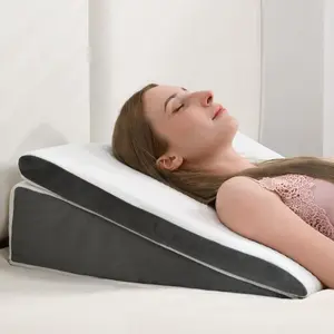 2PCS Wedge Pillow with Independent Memory Foam, Triangle Elevated Pillow for Sleep Apnea Acid Reflux Back Pain Gerd Heartburn Snoring Ideal for After Surgery Leg Neck Support