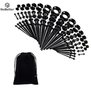 50 Pieces Ear Stretching Kit 14G-00G Acrylic Tapers and Plugs + Silicone Tunnels - Ear Gauges Expander Set Body Piercing
