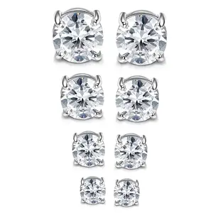 Magnetic Stud Earrings for Men And Women, Glossy Round Cubic Piercing-Free Hypoallergenic Stainless Steel Fake Ear Clips, Non-Slip No-Piercing Earring Backs