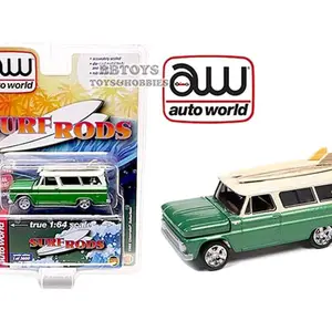 1965 Chevrolet Suburban Custom Two Tone With Surf Boards 1/64 Johnny Lightning Toys