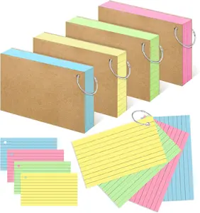 Colored Index Cards 3x5 Inch Flash Cards with Ring Lined Note Cards for Studying 200 Count School Supplies College Multiple Color Note Paper
