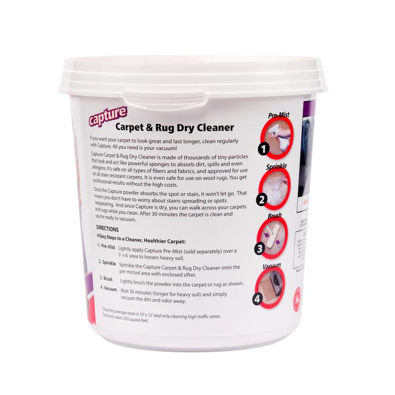 Capture Carpet & Rug Dry Cleaner w/Resealable lid - Home, Car, Dogs & Cats Pet Carpet Cleaner Solution - Strength Odor Eliminator, Stains Spot Remover, Non Liquid & No Harsh Chemical (2.5 lb)