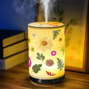 250ml Essential Oil Diffuser with Pressed Flower Lamp 7-Color LED Aromatherapy Diffuser 3 Mist Modes Auto-Off Floral Bedside Night Light for Women Home Fragrance Bedroom Desk Office Decor