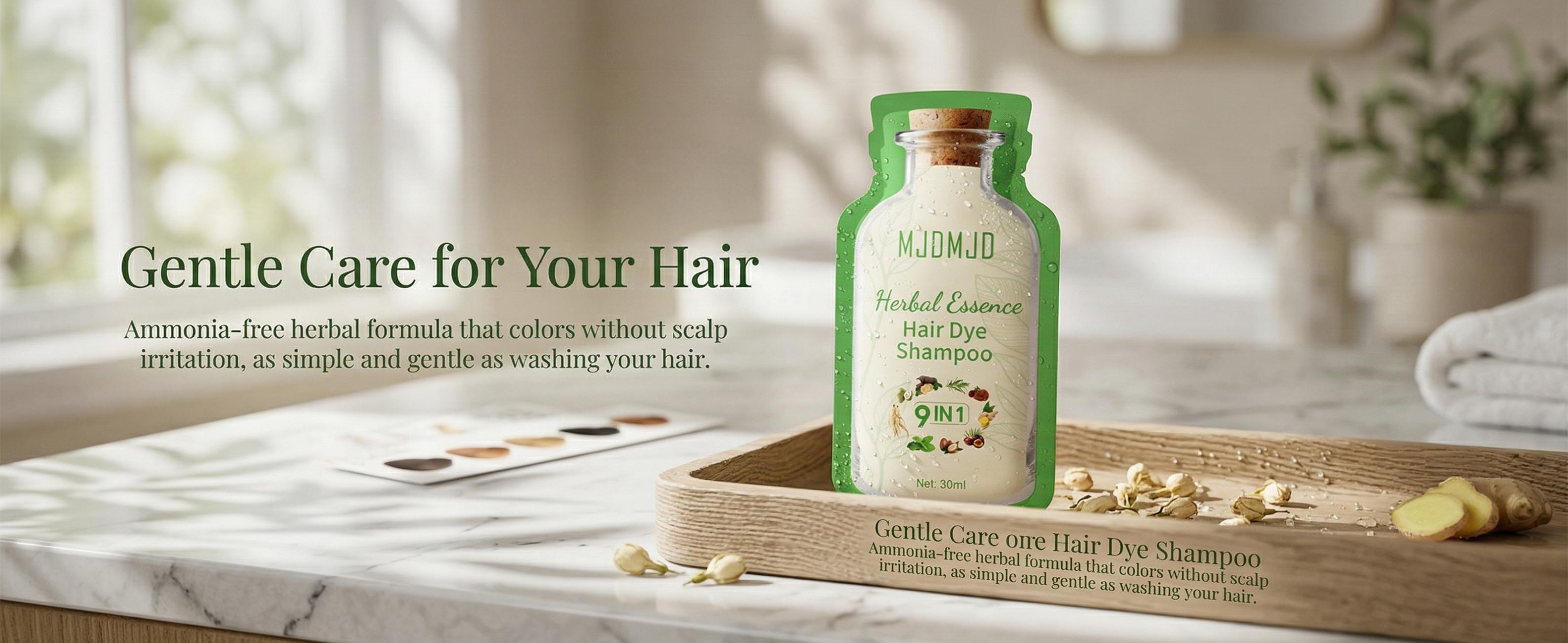 Blonde Brown Hair Dye Shampoo 9-in-1, Natural Herbal Golden Blonde Brown Color Shampoo, Instant 10-15 Min Gray Coverage for Men & Women, Long-Lasting Hair Color, Ammonia-Free, 10 Sachets x 30ml (300ml)