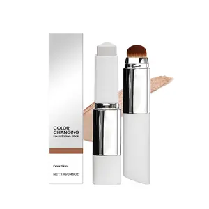 2-in-1 Color-Changing Foundation Stick with Concealer for Deep Skin Tones, Lightweight & Moisturizing Texture, Brightens Nourishes Skin, Matte Translucent Finish