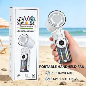 Portable Handheld Turbo Fan 3-Speed Adjustable 3000mAh Battery Digital Display Low-Noise 35dB Ideal Travel Camping Gift for On-The-Go Use