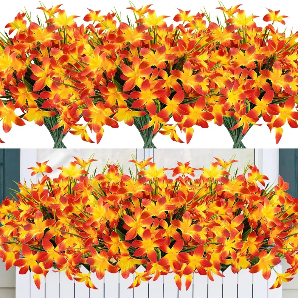 12 Bundles Colorful Artificial Flowers for Indoor and Outdoor Decoration, Versatile Plastic Flower Bouquets for Seasonal Use, Plastic Floral Plant