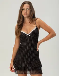 FULL TILT Womens Polka Dot Mesh Dress