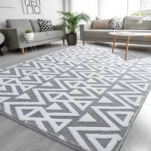 Geometric Shag Area Rugs for Bedroom Living Room, Machine Washable Large Rug,NO-Slip Backing Rug,Memory Foam Fluffy Carpet for Kids Room Dorm Nursery Classroom Play Mat Accent Home Decor Floor Mat, Grey,5x8 Feet