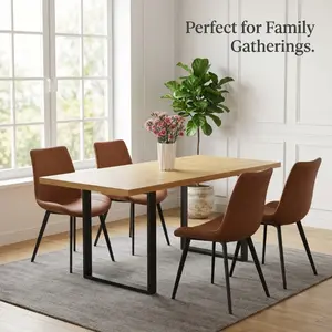 HIPIHOM 7-Piece Modern Extendable Sintered Stone Dining Set, Space Saving Table (130-170cm) with 6 Ergonomic Leather Chairs, Stable Carbon Steel Legs, Scratch Resistant & Easy Clean, Minimalist Furniture for Small Spaces & Modern Home Decor(B)