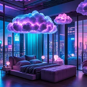 3D Thunder Cloud LED Atmosphere Light - 39.42inch Color Changing USB Powered Night Light, Suitable for Game Rooms, Parties, Garages, and Club Decorations, Button Control Dynamic Cloud Light, Game Room Decoration| Modern Decorative Light| LED cloud light