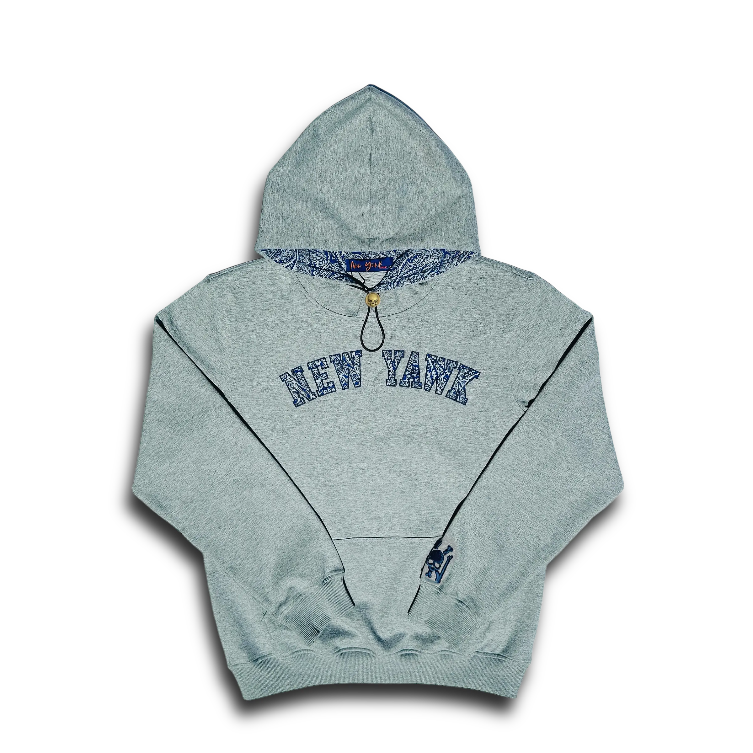 Killah Hoodie - Unisex Heavyweight Cotton Long Sleeve Athletic Hoodie with Paisley Embroidered Skull Logo and Brass Skull Clasp and Elastic Drawstring