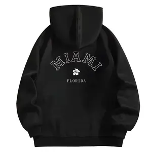 Comfort Fit Oversized Letter Graphic Hoodie Sweatshirt for Women Miami Florida Fleece