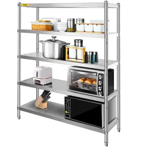 【Summervibes】VEVOR Stainless Steel Shelving 60x18.5 Inch 5 Tier Adjustable Shelf Storage Unit Stainless Steel Heavy Duty Shelving for Kitchen Commercial Office Garage Storage 330lb Per Shelf