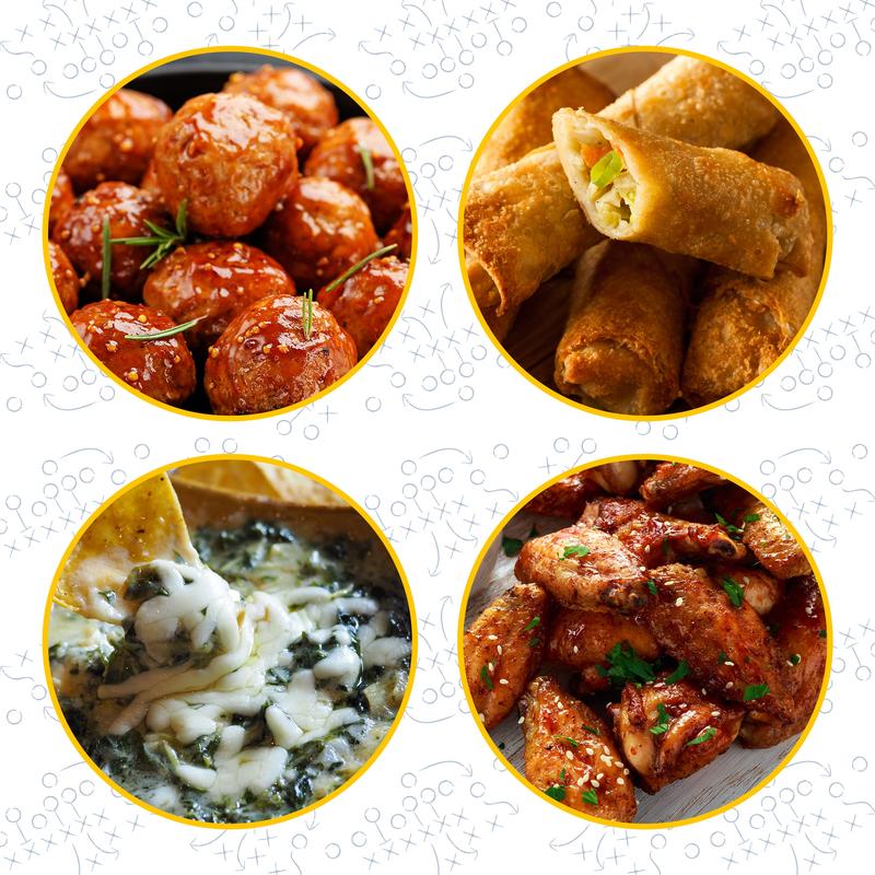 Game Day Lazy Susan Appetizer Server 20-OZ Ceramic Heating Pot with 6-Section Tray for Dippable Snacks