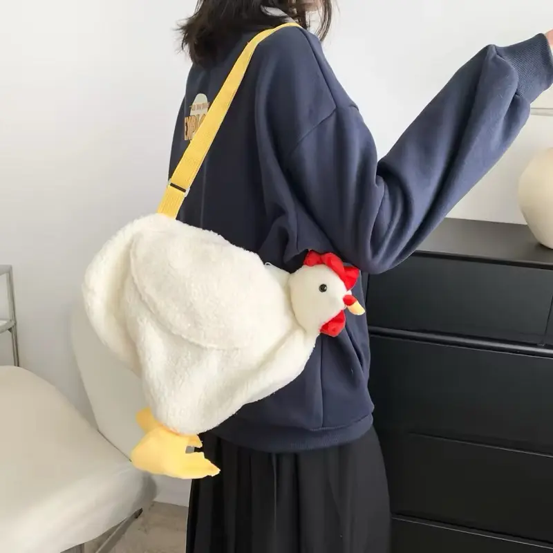 Chicken Bag Crossbody Fanny Pack Plush Funny Bag, Kawaii Animal Purse, Cute Zipper Shoulder Bag for Women, Men, Kids, Festivals & Gifts