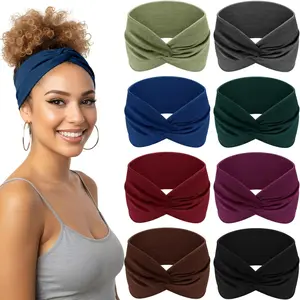 Women's Hairbands Set of 8, Boho Multicolor Vintage Headwear, Fashion Elastic Sports Hair Accessories, Breathable Twist Design