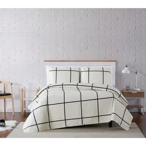 Truly Soft Kurt Windowpane Full/Queen 3-Piece Quilt Set
