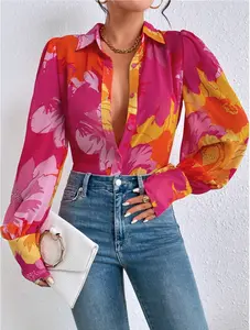 Floral Print Button Front Shirt