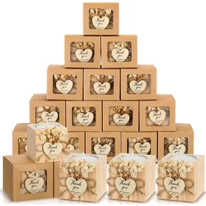 50 Sets Wedding Candles Favors Bridal Shower Thank You Gifts for Guest Rustic Wood Candle Holders Bulk Tealight Holder Baptism Favors Recuerdos para Boda(Light Brown)