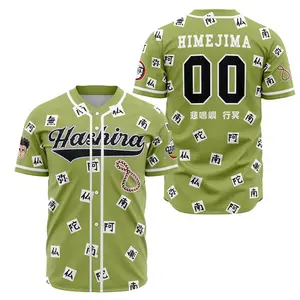 AniBase Club Hαshira Gyomei Himejima Demon Slayer Baseball Jersey - Premium All-Over Print, 100% Polyester, XS-5XL, Unisex Fit, Anime-Inspired Design