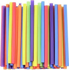 [100 Count] Jumbo Plastic Smoothie Straws - 8.5" High - Assorted Colors