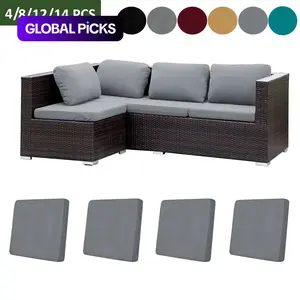4/8/12/14 Piece Set High Elasticity Outdoor Sofa Cushion Covers, Soft Washable, All-Seasons, Fashionable and Durable