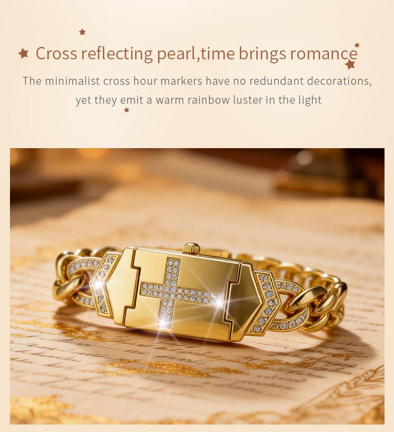 Gold Cross Bracelet Watch SummerWins 4th of july accessories Sparkling Crystal Cross Embellishment, Geometric Rectangular Dial, Premium Metal Bracelet Timepiece, Perfect for Daily Elegance & Gifting Perfect Mother’s Day gift Gold Cross Bracelet Watch SummerWins 4th of july accessories Sparkling Crystal Cross Embellishment, Geometric Rectangular Dial, Premium Metal Bracelet Timepiece, Perfect for Daily Elegance & Gifting Perfect Mother’s Day gift