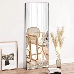 59x16 Inch Luxury Rectangular Mirror - Child-Safe Rounded Corner Frame | Gold Full Length Dressing Mirror for Nursery, Master Bedroom & Walk-in Closet (Tool-Free 10s Setup)