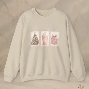 My Favorite Season Boutique Holiday Sweater Cozy Girly Winter Aesthetic Classic Crewneck Sweatshirt 50/50 Cotton Polyester Blend OEKO-TEX Certified Dyes