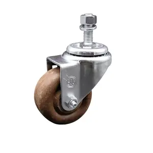 212 MAIN Swivel Threaded Stem Caster (Service Caster Model SCC-TS20S3514-GFNSHT-M1215), High-Temperature Glass-Filled Nylon, Swivel Type, 3.5x1.25 in. Brown Nylon Wheel, 12 mm Stem, Floor Safe, Spark-Proof