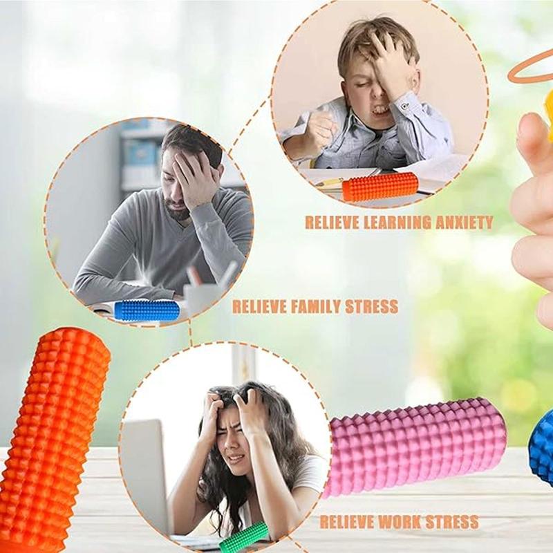 Little Ouchies Fidget, Pocket Mini Fidget Toy, Spiky Grippie Stim Keychain, Venting Key Pendant for AnxietyRelief Positive, Novelty Gifts for Friends Unique Design Tactile Experience Roller Shape Portable Fun Emotional Support