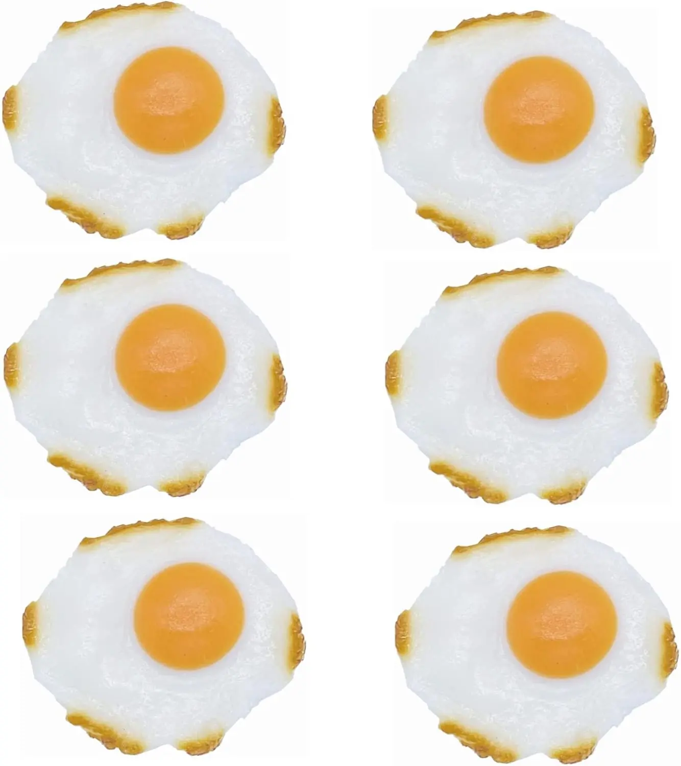 6 PCS Realistic Fake Fried Eggs Lifelike 3D Simulation Eggs Food Props Model Faux Cooked Eggs Decor for Home Kitchen Display Photography Props Breakfast Decor
