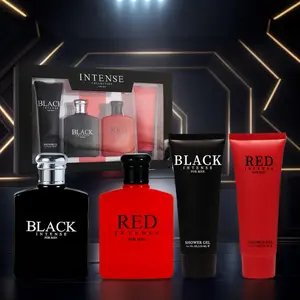 4-piece set, men's eau de Toilette spray and body wash gift box, long-lasting fragrance, 2 different flavors, perfect for holiday gifts, dates, daily life, parties, 3.4 ounces of perfume, 4.1 ounces of body wash, Valentine's Day and other festivals