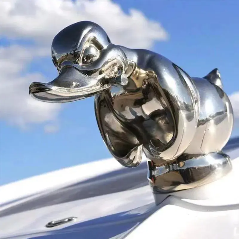 Angry Rubber Duck Hood Ornament Death Proof Sliver Car Decoration Strong Duck Curiosity Car Motorcycle Decoration Ornaments