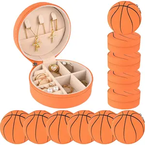 12-Pack Basketball  Box Bulk Team Gifts for Girls, Orange Round Mini Travel  Case Organizer for Basketball Players Coaches, Senior Night Tournament Gifting