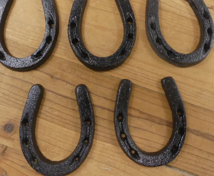 5 CAST IRON SMALL HORSESHOE 3" x 3 1/2" Horse Nick Nack LOT OF 5 Decorative