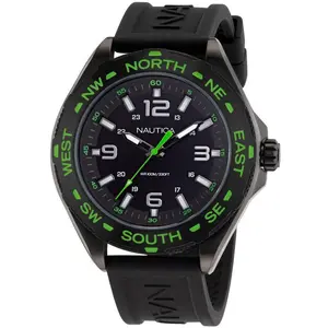 Nautica Clearwater Beach Black Silicone Mens Watch NAPCWS303